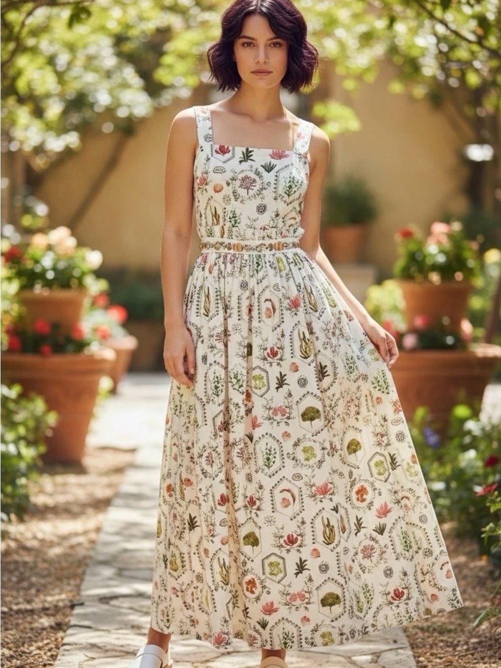 Christian Lacroix Floral Linen Blend Maxi Dress
